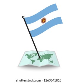 Map with flag of Argentina isolated on white. check in. map vector illustration, eps10