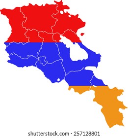 Map and flag of Armenia