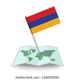 Map with flag of Armenia isolated on white.