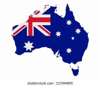Map and flag of Australia