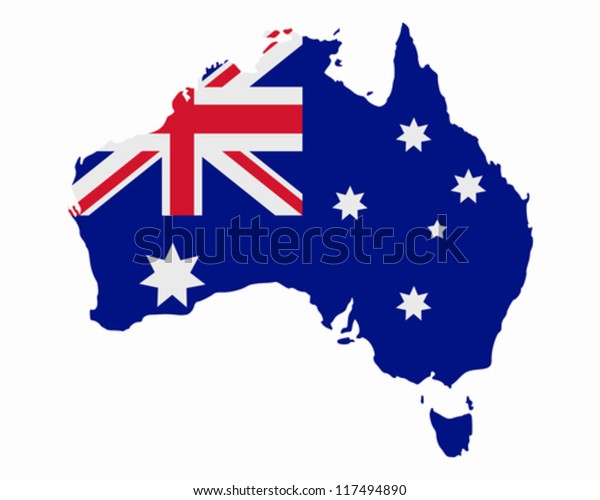 オーストラリアの地図と国旗 のベクター画像素材 ロイヤリティフリー
