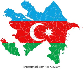 Map and flag of Azerbaijan