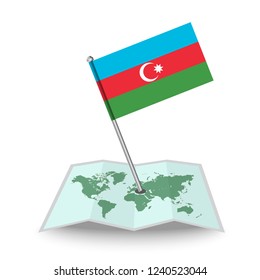 Map with flag of Azerbaijan isolated on white.