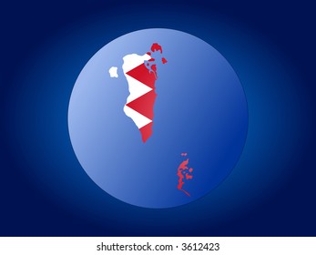 mapa e bandeira do Bahrein globo ilustração