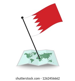 Map with flag of Bahrain isolated on white. check in. map vector illustration, EPS10