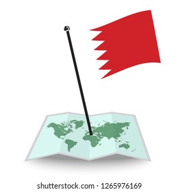 Map with flag of Bahrain isolated on white. check in. map vector illustration, eps10
