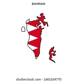 Mapa y bandera de la plantilla de diseño de vectores de Bahréin