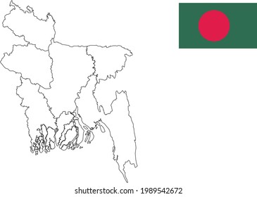 Karte und Flagge von Bangladesch