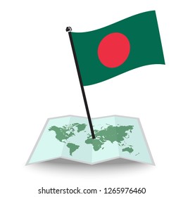 Map with flag of Bangladesh isolated on white. check in. map vector illustration, eps10
