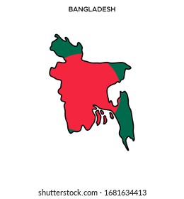Map and Flag of Bangladesh Vector Design Template