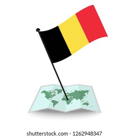 Map with flag of Belgium isolated on white. check in. map vector illustration, eps10