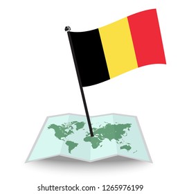 Map with flag of Belgium isolated on white. check in. map vector illustration, eps10
