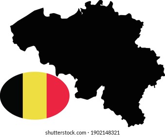 Mapa y bandera de Bélgica, Landumrisse und Flagge von Belgien