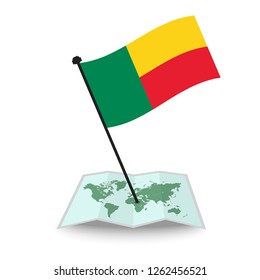 Map with flag of Benin isolated on white. check in. map vector illustration, EPS10