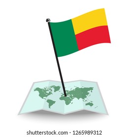 Map with flag of Benin isolated on white. check in. map vector illustration, eps10