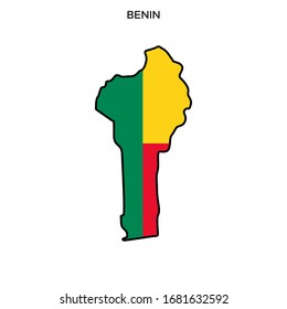 Map and Flag of Benin Vector Design Template