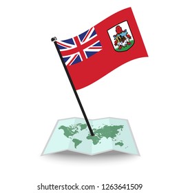Map with flag of Bermuda isolated on white. check in. map vector illustration, eps10