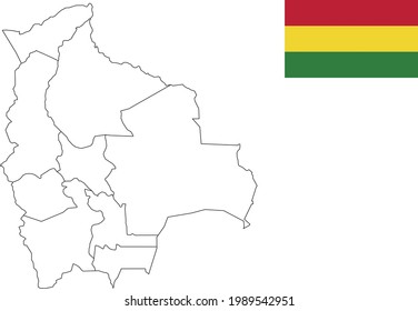 Map and flag of Bolivia