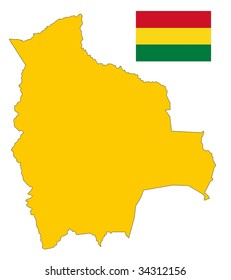 map and flag of Bolivia