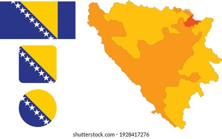 Map and flag of Bosnia and Herzegovina