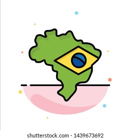 Map, Flag, Brazil Abstract Flat Color Icon Template