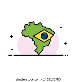 Map, Flag, Brazil Business Logo Template. Flat Color. Vector Icon Template background