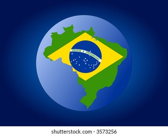mapa e bandeira do Brasil globo ilustração