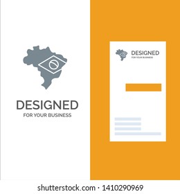 Map, Flag, Brazil Grey Logo Design and Business Card Template