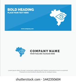 Map, Flag, Brazil SOlid Icon Website Banner and Business Logo Template