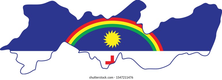 Map with the flag of the brazilian state of Pernambuco