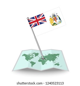 Map with flag of British Antarctic Territory isolated on white.