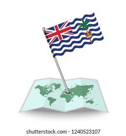 Map with flag of British Indian Ocean Territory isolated on white.