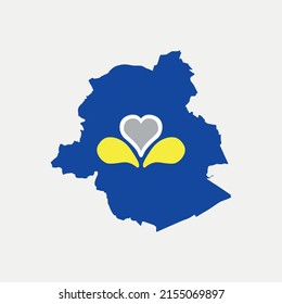Map and flag of Brussels - Belgium outline silhouette vector illustration
