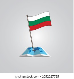Map with flag of  Bulgaria isolated on white. National flag for country of  Bulgaria isolated, banner for your web site design logo, app, UI. check in. map Vector illustration, EPS10.