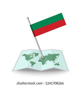 Map with flag of Bulgarian isolated on white
