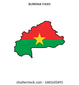 Mapa y bandera de la plantilla de diseño de vectores de Burkina Faso