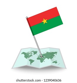 Map with flag of Burkina isolated on white.