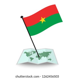 Map with flag of Burkina isolated on white. check in. map vector illustration, EPS10