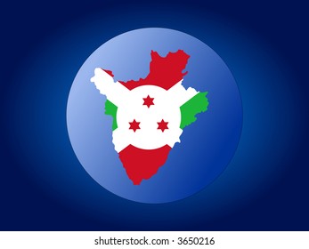 Mapa y bandera de Burundi, ilustración del mundo