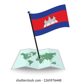 Map with flag of Cambodia isolated on white. check in. map vector illustration, eps10
