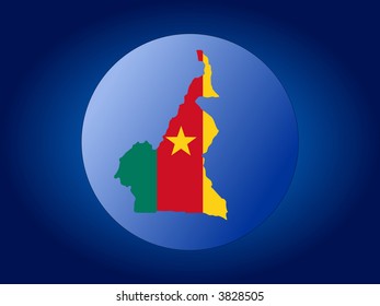 map and flag of Cameroon globe illustration