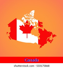 Map and flag of Canada 