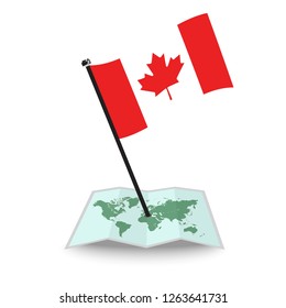 Map with flag of Canada isolated on white. check in. map vector illustration, eps10