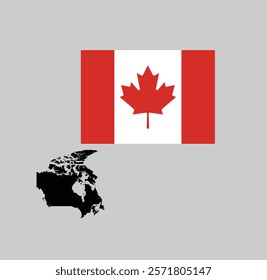 Map and flag  of Canada of Vector EPS10 . Canada national flag . independence day design banner of Canada