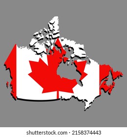 Map and flag of Canada. Vector illustration.