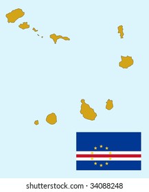 Map And Flag Of Cape Verde