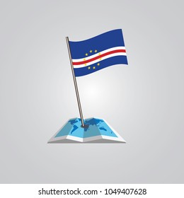 Map with flag of Cape Verde  isolated on white. National flag for country of Cape Verde  isolated, banner for your web site design logo, app, UI. check in. map Vector illustration, EPS10.