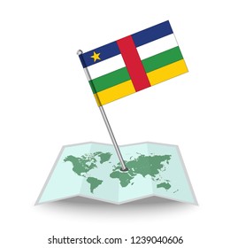 Map with flag of Central African Republic isolated on white.