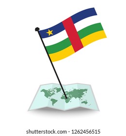 Map with flag of Central African Republic isolated on white. check in. map vector illustration, EPS10