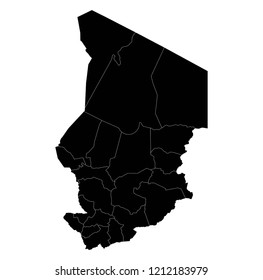 Map flag of Chad black